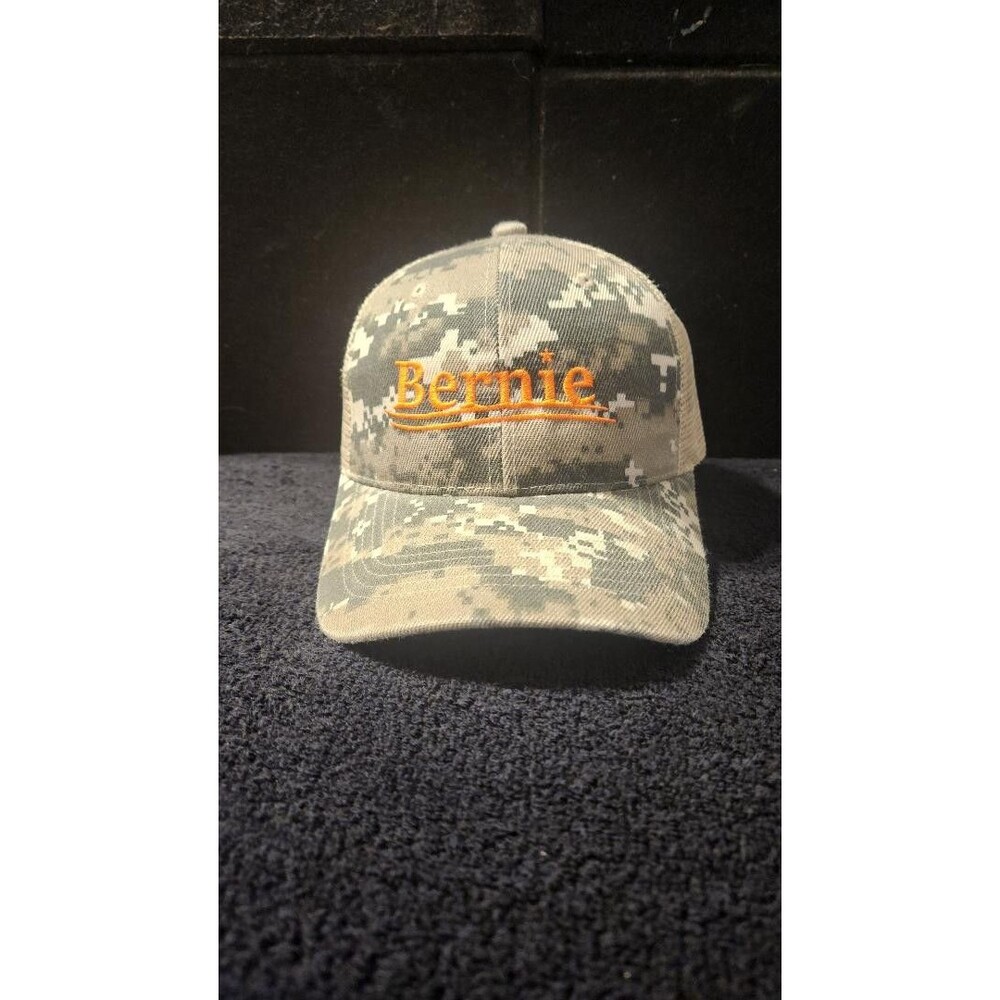 Bernie Sanders Camouflage Orange Print Trucker Style SnapBack Hat
